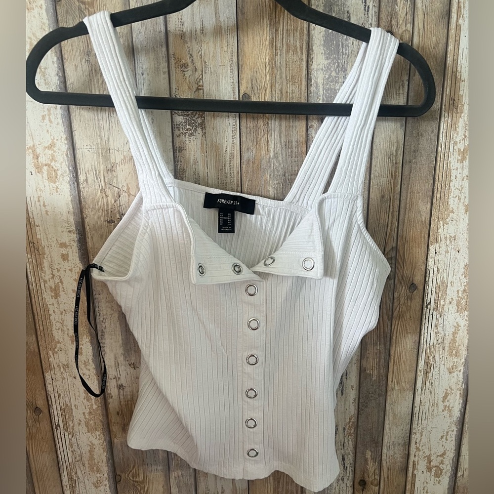 Forever 21 white tank top with buttons down the front